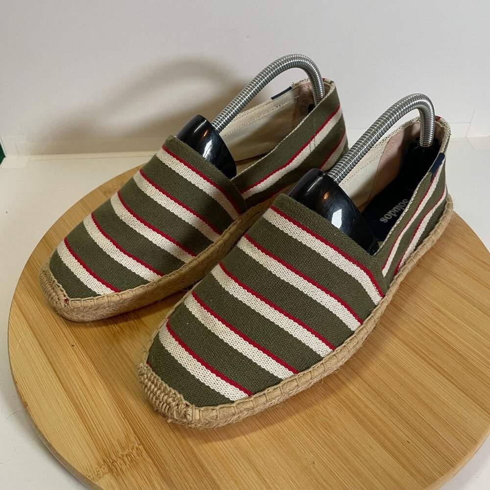 Soludos Women 8 Green White Red Stripe The Original Espadrille Slip On Flat